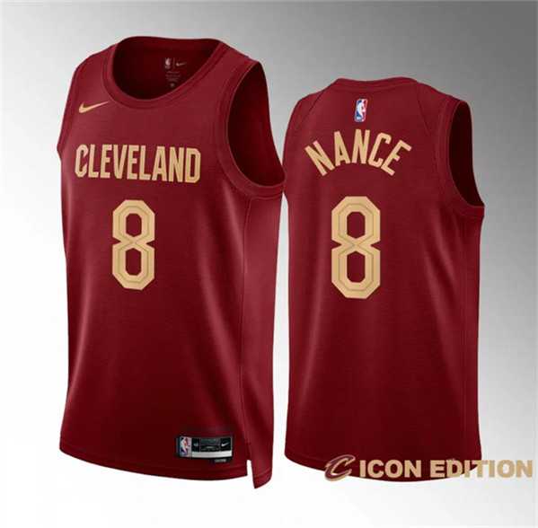 Men%27s Cleveland Cavaliers #8 Pete Nance Wine Icon Edition Stitched Jersey Dzhi